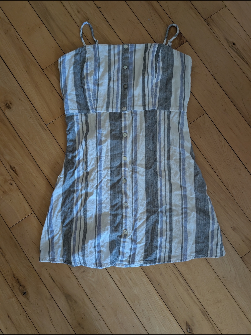 Forever 21 Blue and White Striped Button-Front Mini Dress